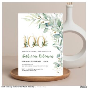 100th birthday invite for her Adult Birthday