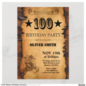 100th Western Birthday Invitation