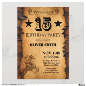 15th Western Birthday Invitation