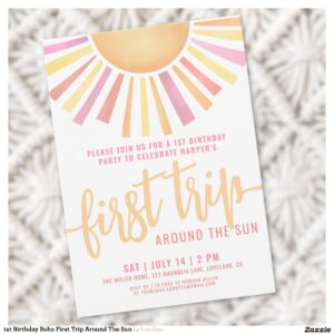 1st Birthday Boho First Trip Around The Sun Invitation