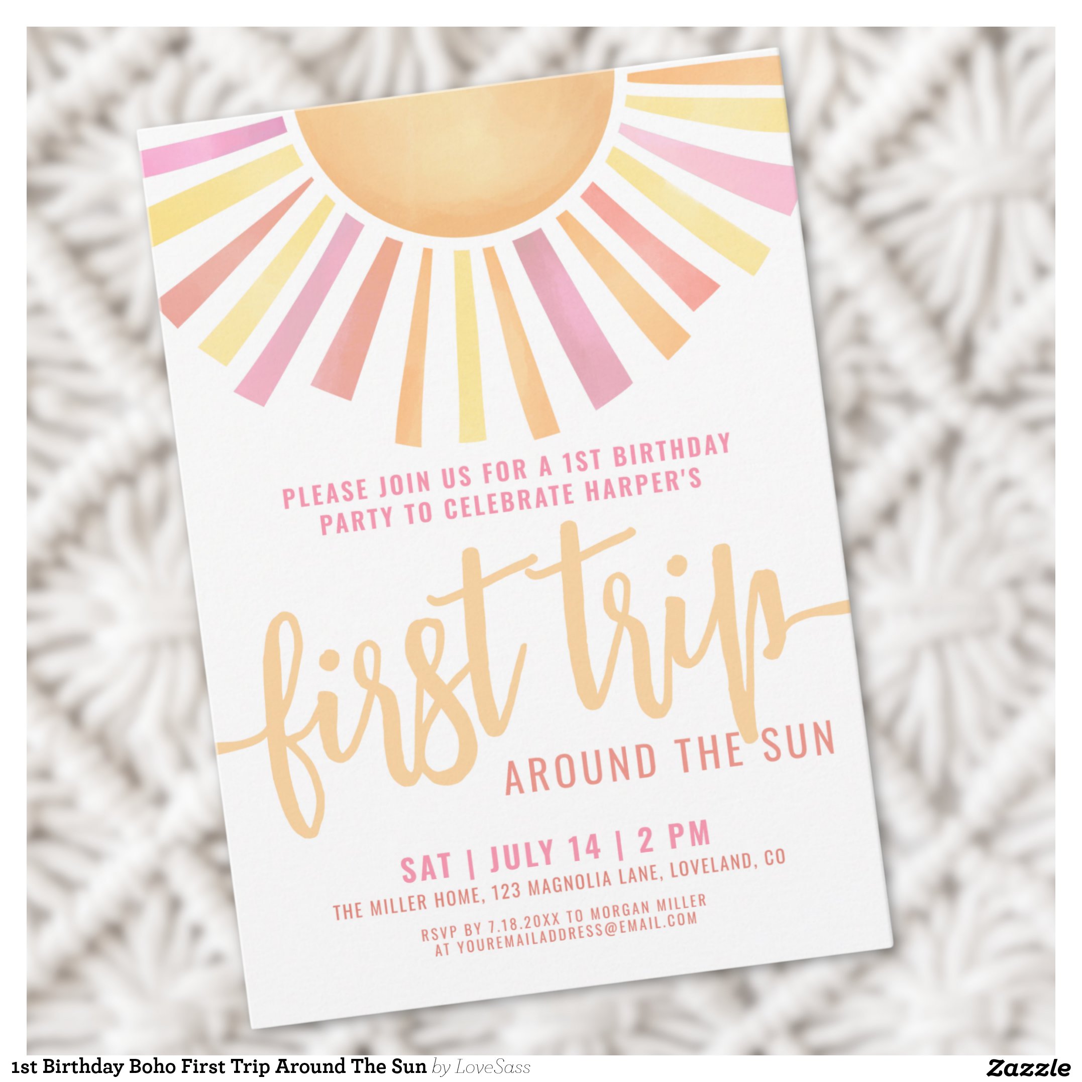 1st Birthday Boho First Trip Around The Sun Invitation