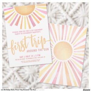 1st Birthday Boho First Trip Around The Sun Invitation