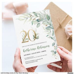 20th birthday invite for her Adult Birthday
