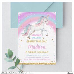3rd_rainbow_pastel_unicorn_birthday_invitation-r_zzzaem_2154 3rd Rainbow Pastel Unicorn Birthday Invitation