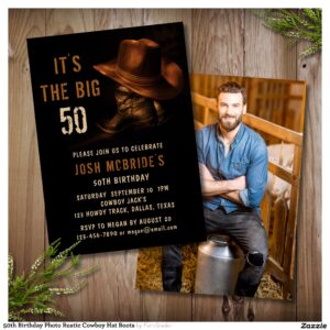 50th_birthday_photo_rustic_cowboy_hat_boots_invitation-r_zhkvxy_2154 50th Birthday Photo Rustic Cowboy Hat Boots Invitation