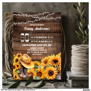 60th_birthday_party_rustic_wood_sunflower_invitation-r_vlr8jt_2154 60th Birthday Party Rustic Wood Sunflower Invitation