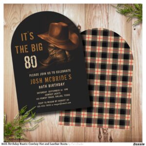 80th_birthday_rustic_cowboy_hat_and_leather_boots_invitation-r_zheo9r_2154 80th Birthday Rustic Cowboy Hat and Leather Boots Invitation