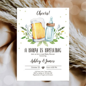 a_baby_is_brewing_greenery_cheers_coed_baby_shower_invitation-r_89n8yx_2154 A Baby is Brewing Greenery Cheers Coed Baby Shower Invitation