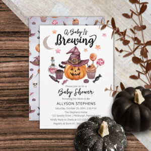a_baby_is_brewing_jack_o_lantern_halloween_shower_invitation-r_rfbrs_2154 A Baby Is Brewing Jack-O-Lantern Halloween Shower Invitation