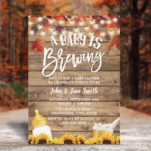 a_baby_is_brewing_rustic_autumn_leaves_baby_shower_invitation-r_azhukj_2154 A Baby is Brewing Rustic Autumn Leaves Baby Shower Invitation