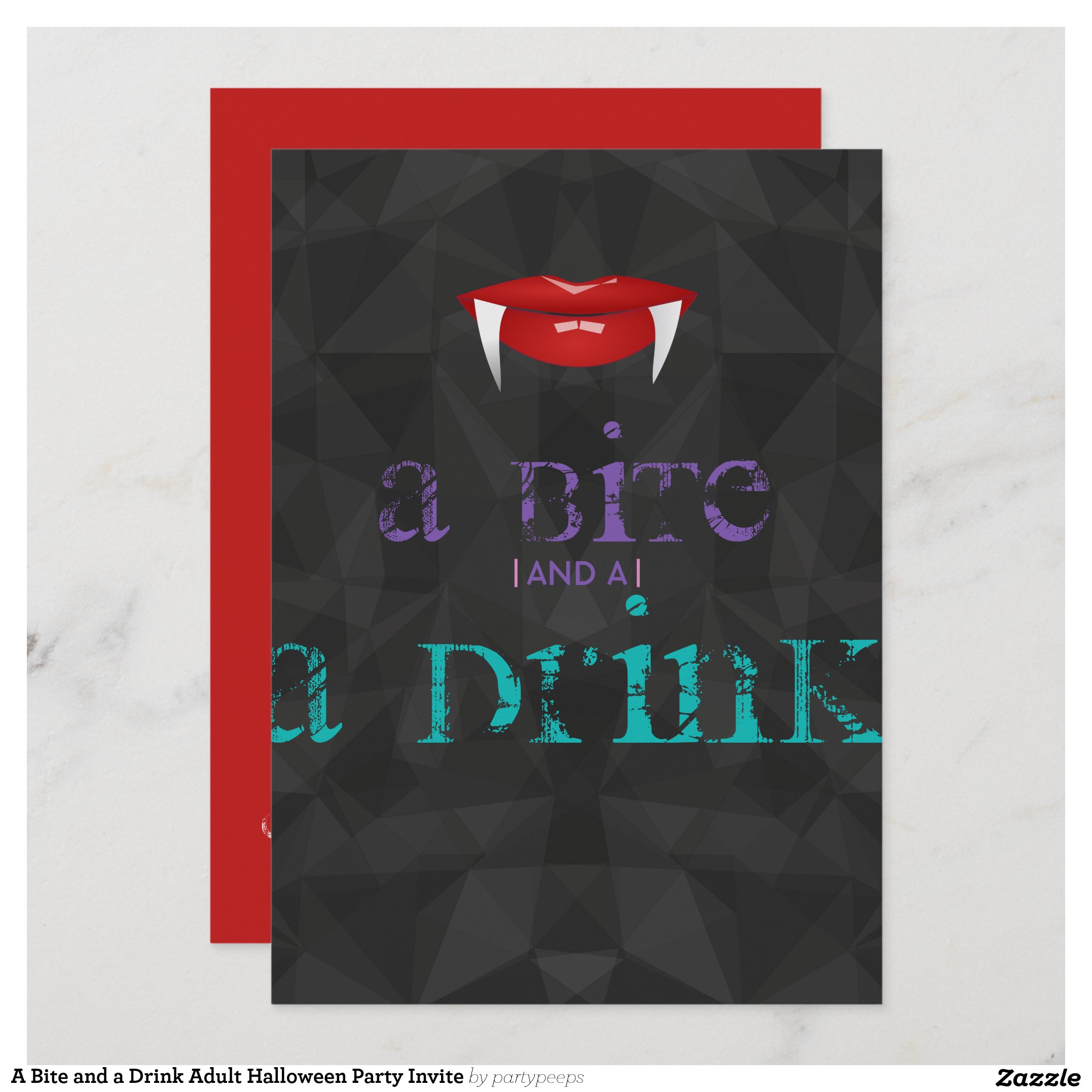 A Bite and a Drink Adult Halloween Party Invite