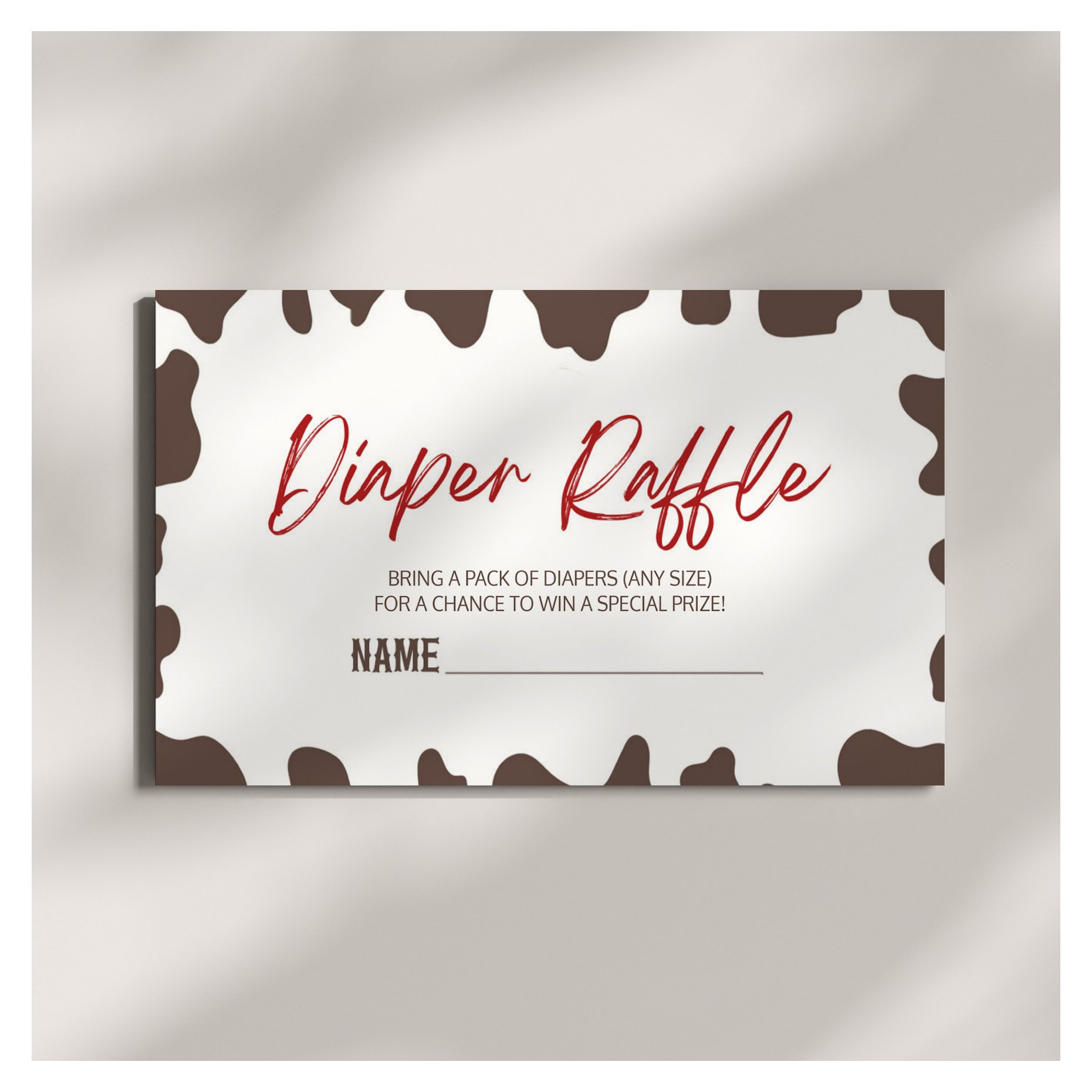 A Little Cowboy Rodeo Baby Shower Diaper Raffle Enclosure Card
