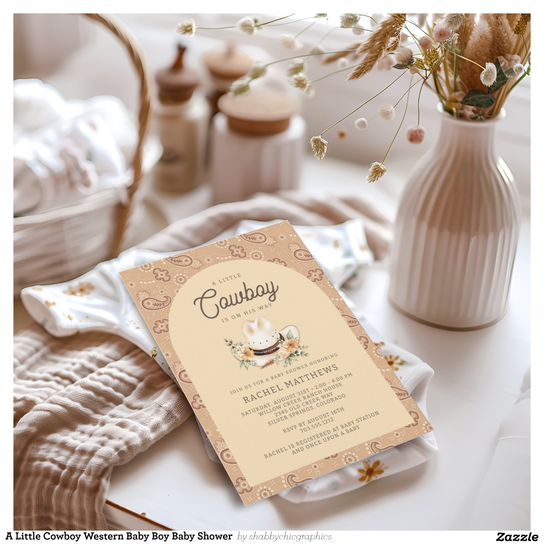 A Little Cowboy Western Baby Boy Baby Shower Invitation