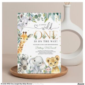 A Little Wild One Jungle Boy Baby Shower Invitation