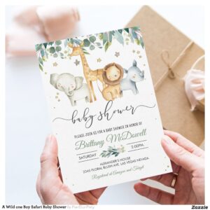 A Wild one Boy Safari Baby Shower Invitation