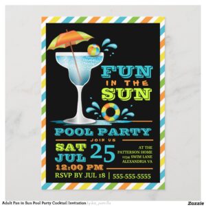 Adult Fun in Sun Pool Party Cocktail Invitation