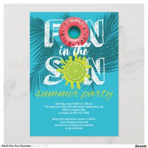 Adult Fun Sun Summer Invitation