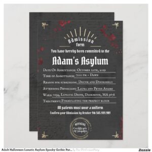 Adult Halloween Lunatic Asylum Spooky Gothic Party Invitation