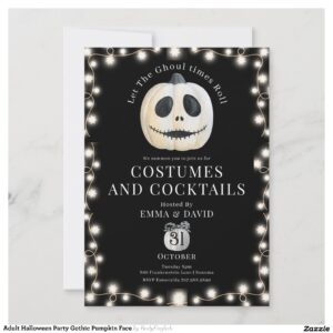 Adult Halloween Party Gothic Pumpkin Face Invitation
