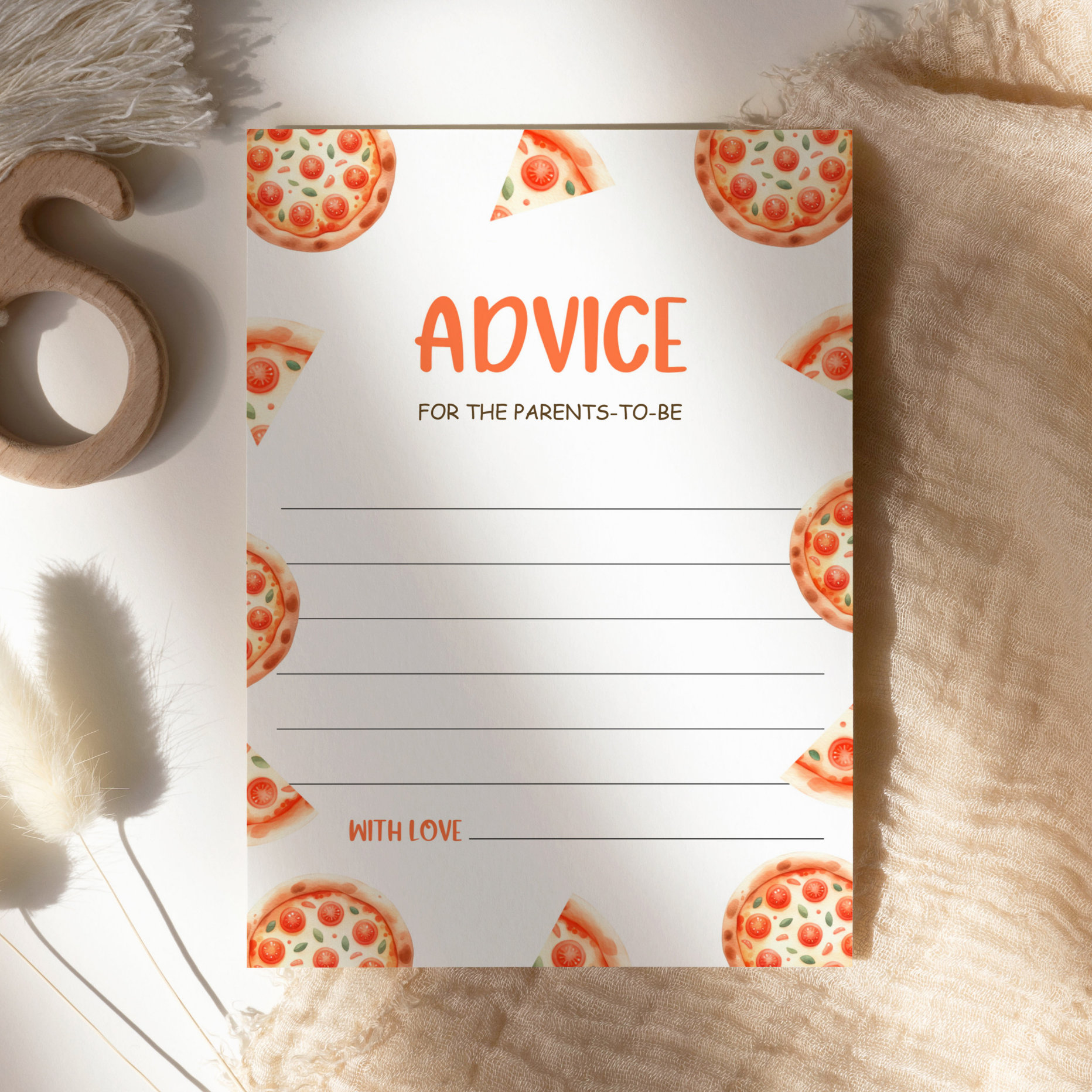 Advice For The Parents, Pizza Baby Shower Advice Invitation