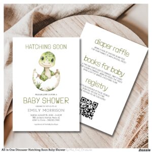 All in One Dinosaur Hatching Soon Baby Shower Invitation