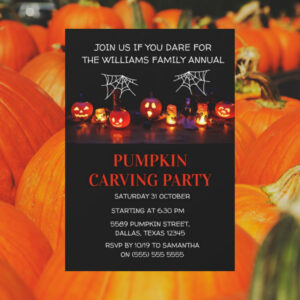 Annual Family Pumpkin Carving Party Halloween Invitation