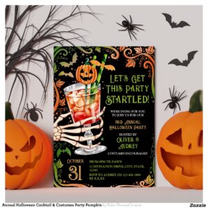 Annual Halloween Cocktail & Costumes Party Pumpkin Invitation