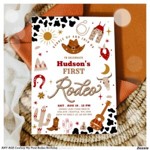 ANY AGE Cowboy My First Rodeo Birthday Invitation