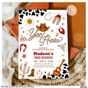 ANY AGE Cowboy Yee Haw Rodeo Birthday Invitation