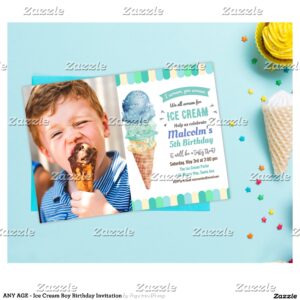 ANY AGE - Ice Cream Boy Birthday Invitation