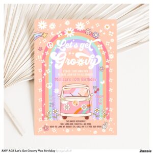 ANY AGE Let's Get Groovy Van Birthday Invitation