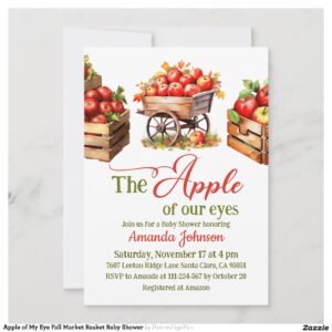Apple of My Eye Fall Market Basket Baby Shower Invitation