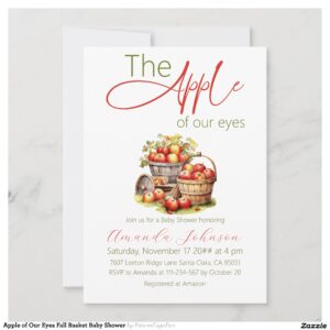 Apple of Our Eyes Fall Basket Baby Shower Invitation