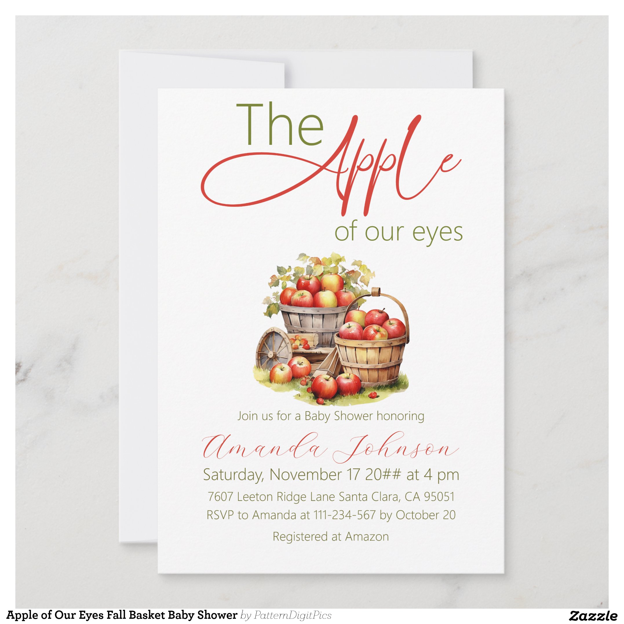 Apple of Our Eyes Fall Basket Baby Shower Invitation