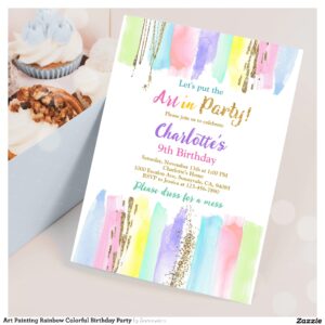 Art Painting Rainbow Colorful Birthday Party Invitation