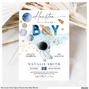 Astronaut Outer Space Planets Boy Baby Shower Invitation
