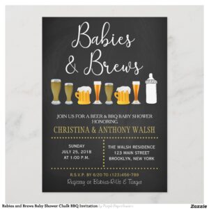 Babies and Brews Baby Shower Chalk BBQ Invitation