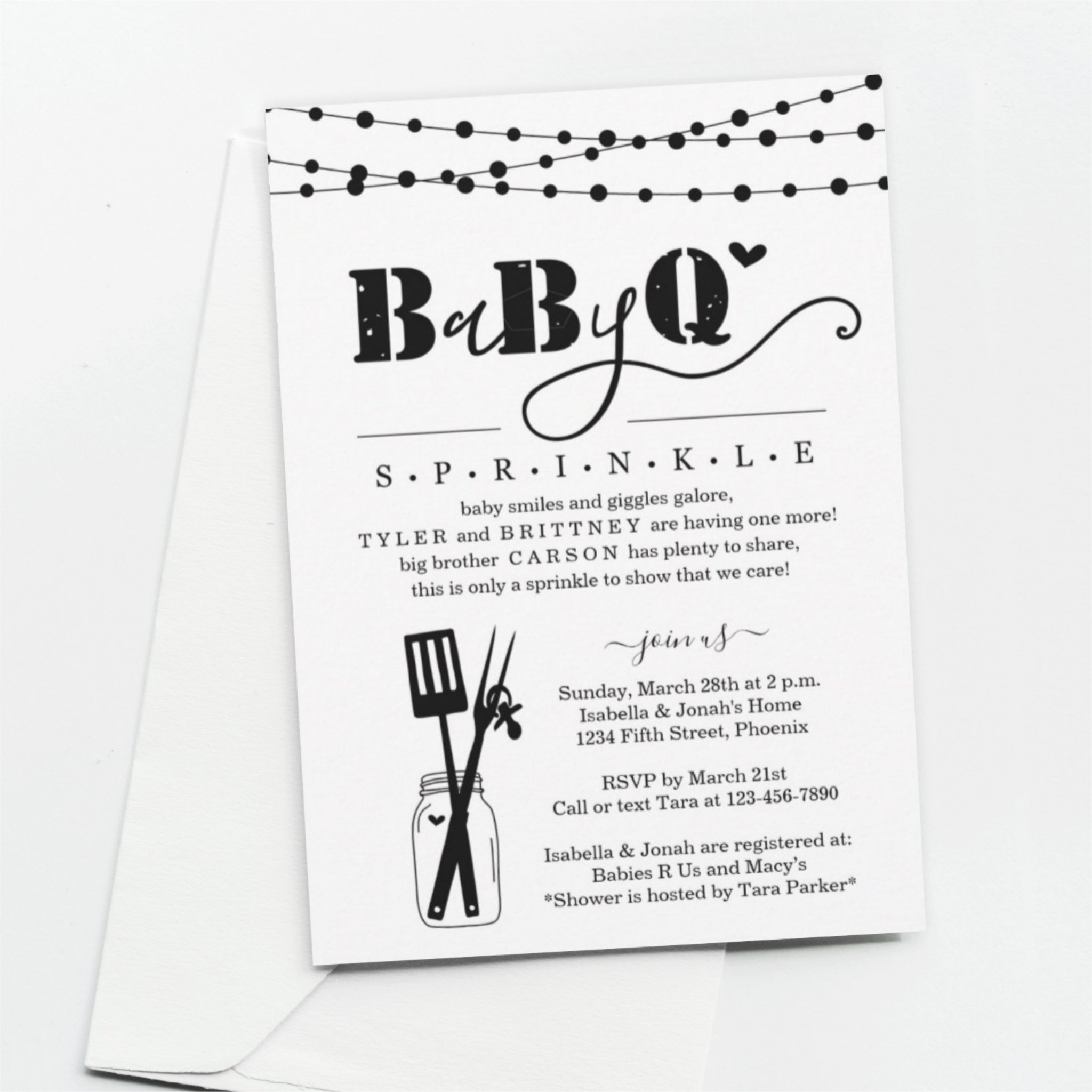Baby BBQ - Baby Sprinkle Baby Q BaByQ Barbeque Invitation