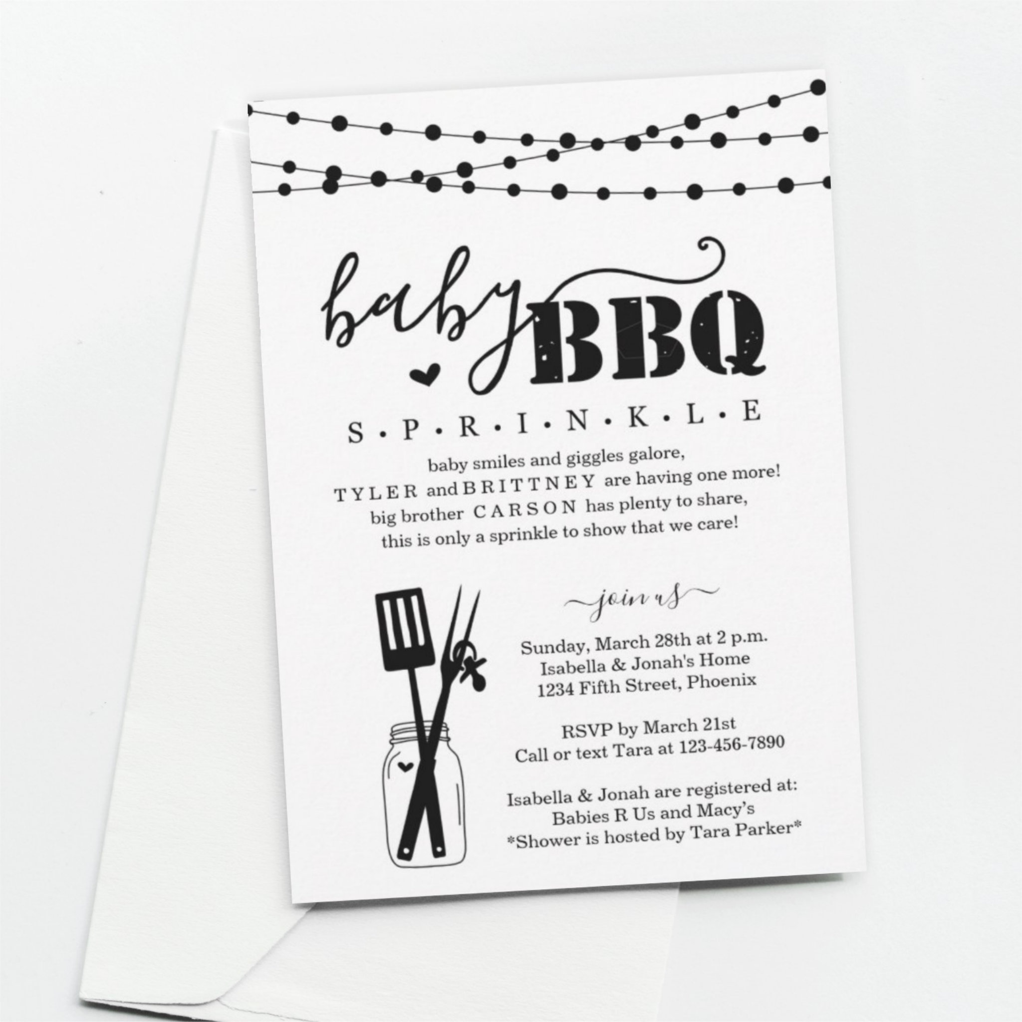 Baby BBQ - Baby Sprinkle Baby Q BaByQ Barbeque Invitation