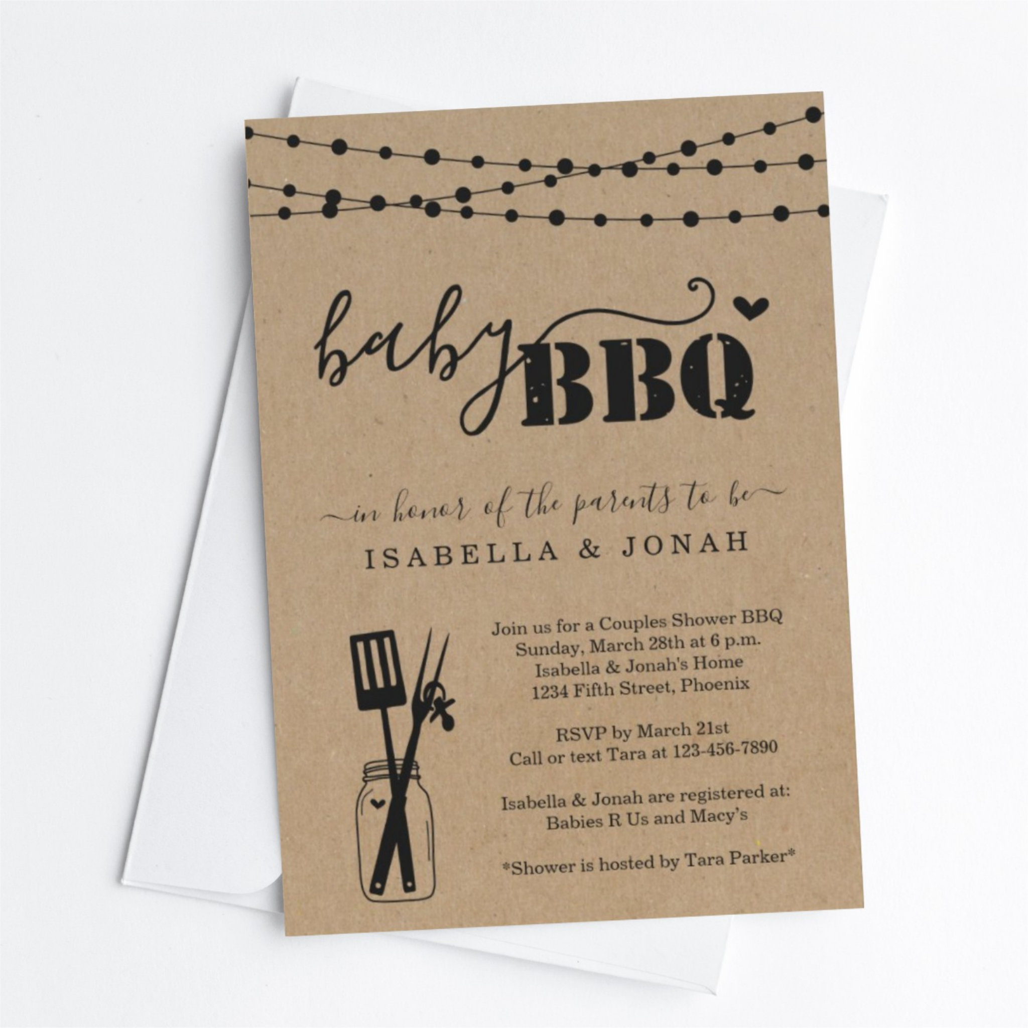 Baby BBQ - Couples Shower Baby Q BaByQ Barbeque Invitation