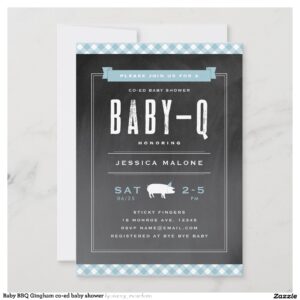 Baby BBQ Gingham co-ed baby shower Invitation