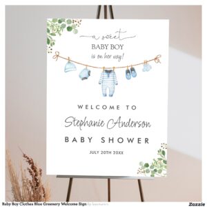 Baby Boy Clothes Blue Greenery Welcome Sign