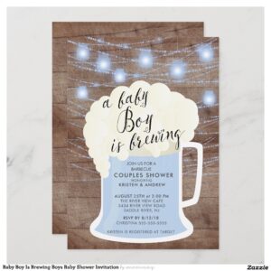 Baby Boy Is Brewing Boys Baby Shower Invitation
