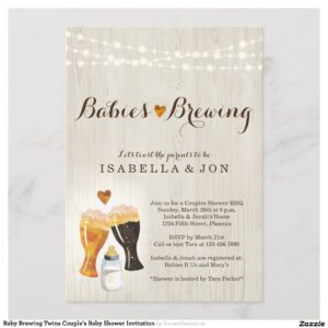 Baby Brewing Twins Couple's Baby Shower Invitation