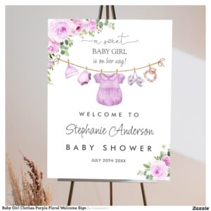 Baby Girl Clothes Purple Floral Welcome Sign