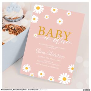 Baby In Bloom, Floral Daisy, Girls Baby Shower Invitation