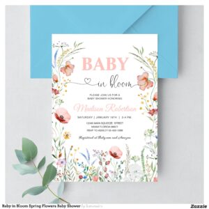 Baby in Bloom Spring Flowers Baby Shower Invitation