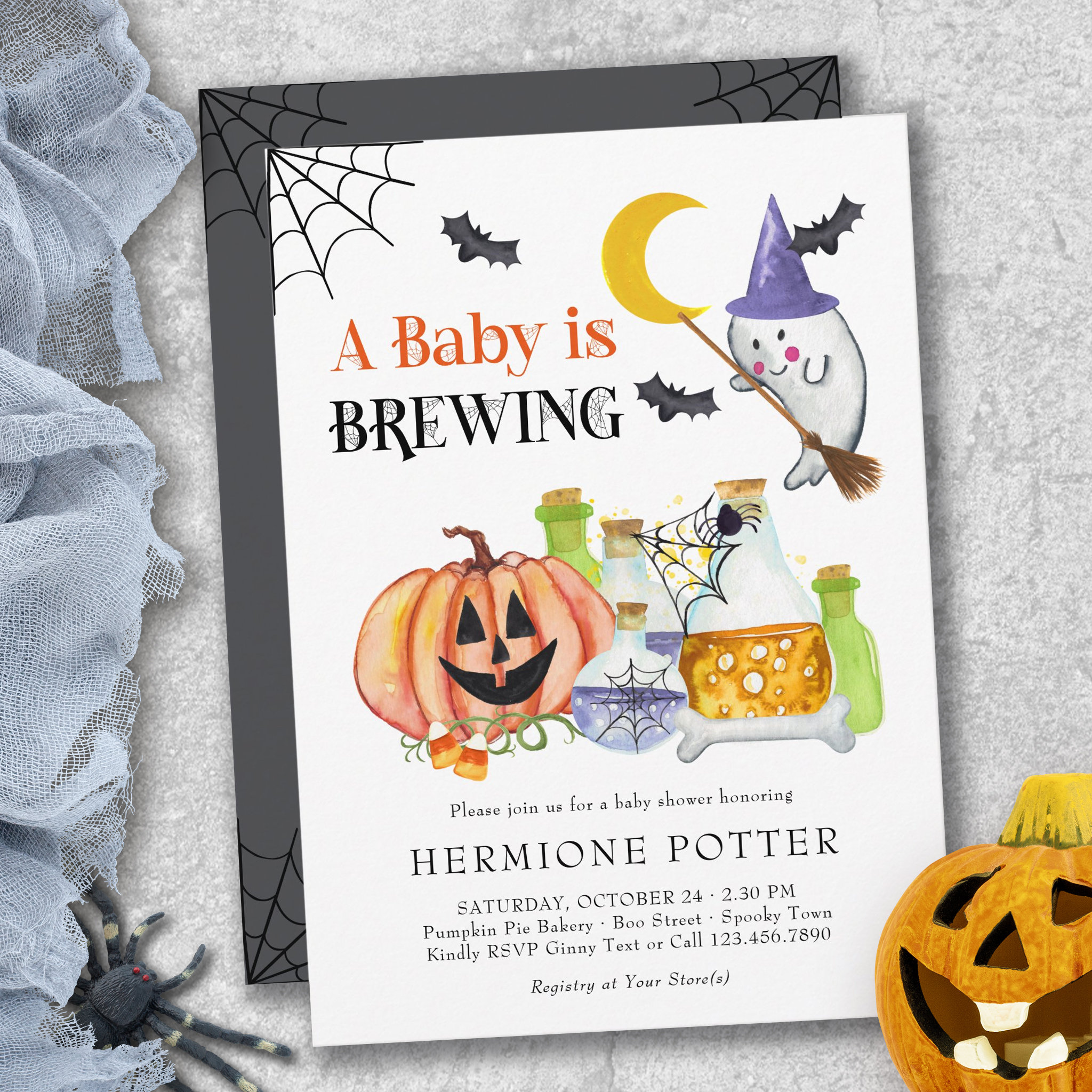 Baby is Brewing Ghost and Potion Baby Shower Invitation