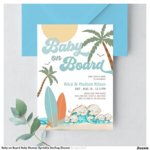 Baby on Board Baby Shower Sprinkle Surfing Shower Invitation