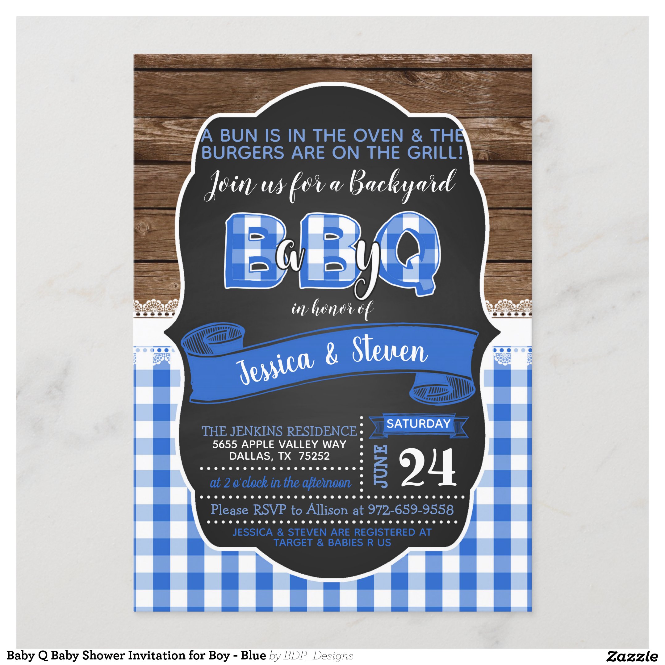 Baby Q Baby Shower Invitation for Boy - Blue